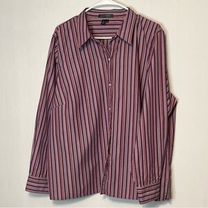 Lauren Ralph Lauren Green Label Women’s Striped Button Down Classic Sz 2X Preppy